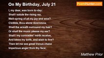 Matthew Prior - On My Birthday, July 21