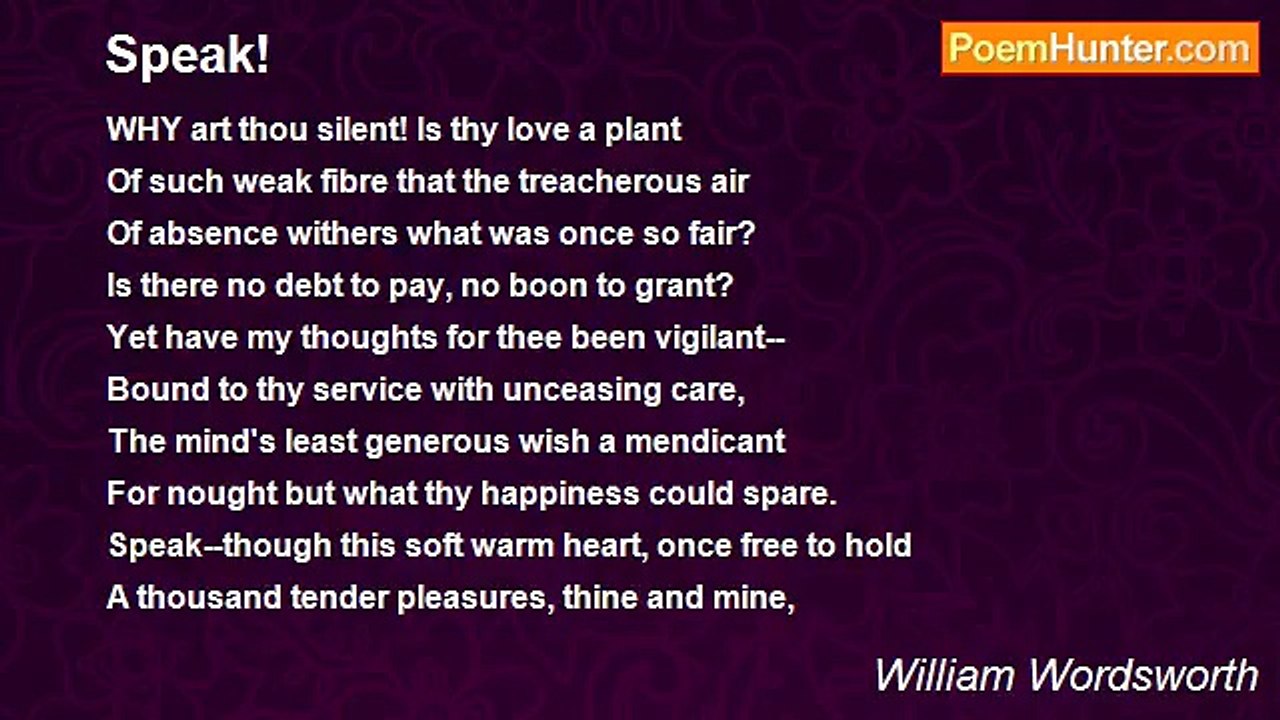 William Wordsworth - Speak!