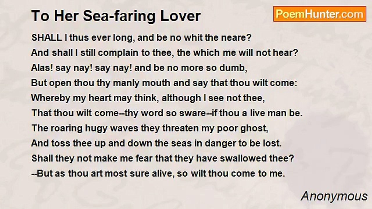 Anonymous - To Her Sea-faring Lover
