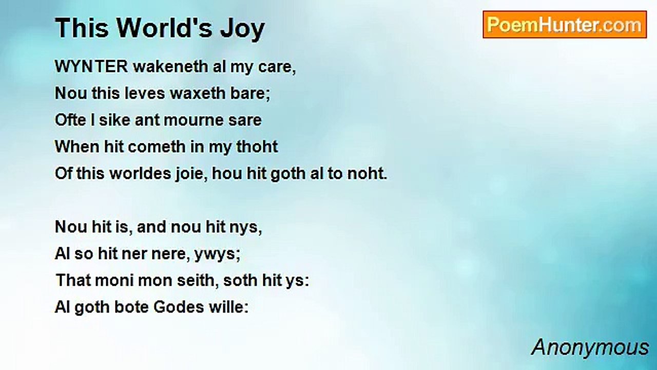 Anonymous - This World's Joy