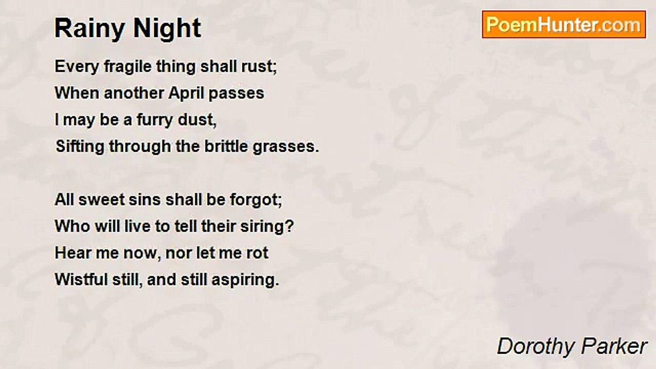 Dorothy Parker - Rainy Night