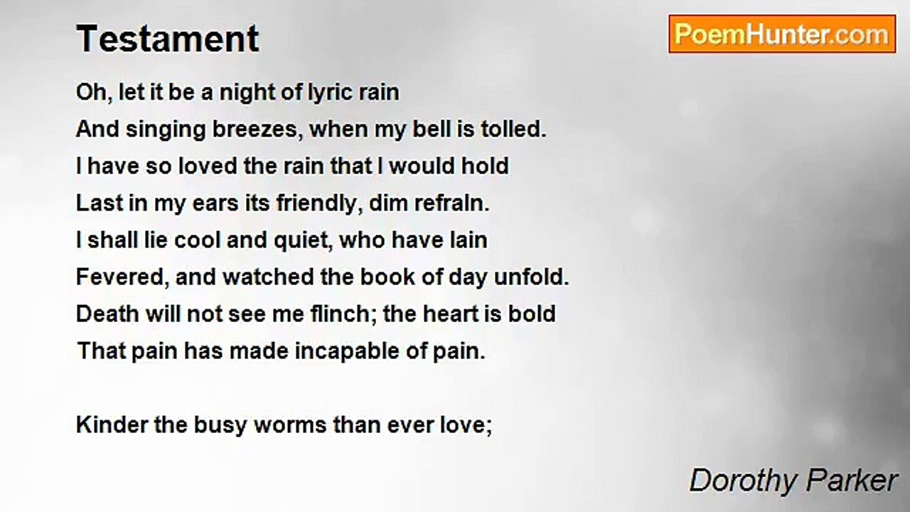 Dorothy Parker - Testament