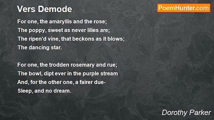 Dorothy Parker - Vers Demode