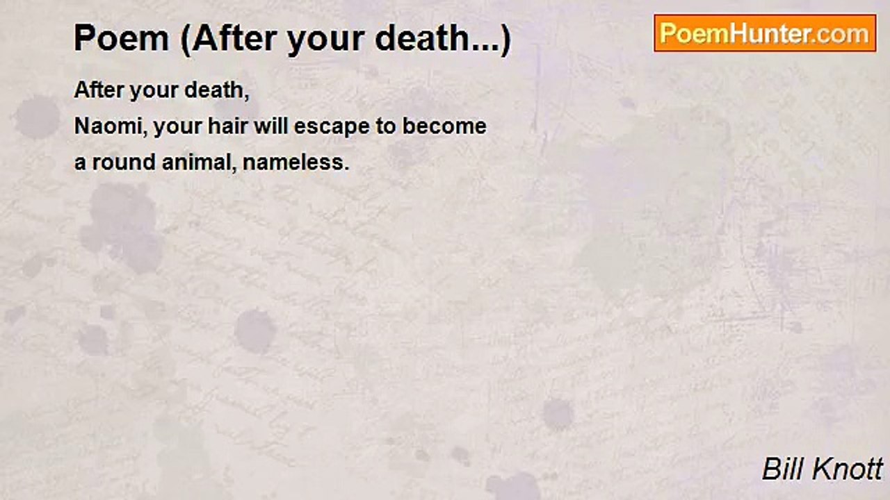 Bill Knott - Poem (After your death...)
