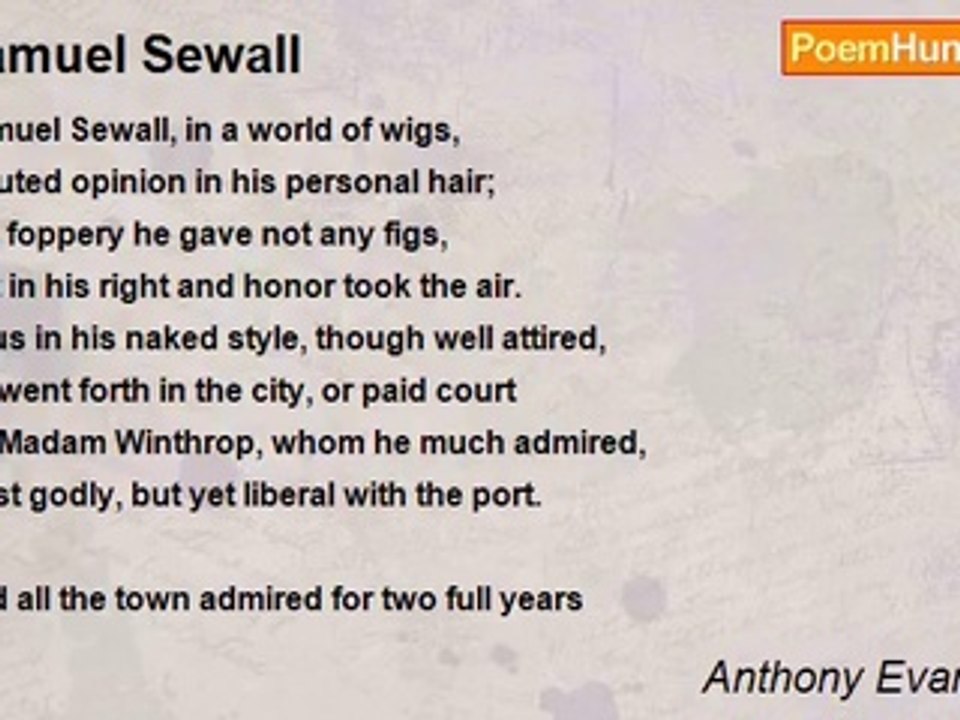 Anthony Evan Hecht - Samuel Sewall
