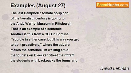 David Lehman - Examples (August 27)