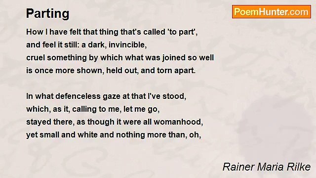 Rainer Maria Rilke - Parting
