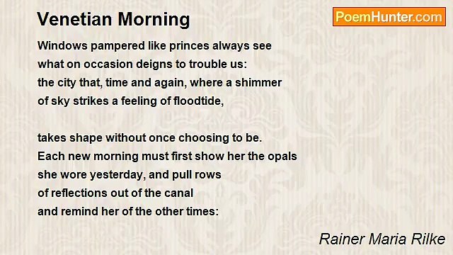 Rainer Maria Rilke - Venetian Morning