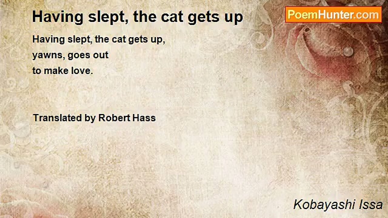 Kobayashi Issa - Having slept, the cat gets up