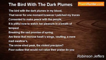 Robinson Jeffers - The Bird With The Dark Plumes