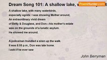 John Berryman - Dream Song 101: A shallow lake, with many waterbirds