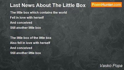 Vasko Popa - Last News About The Little Box