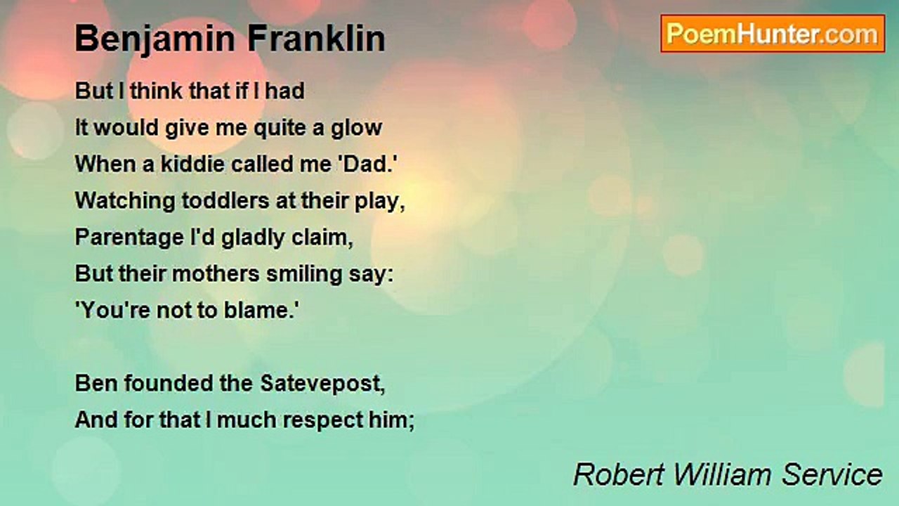 Robert William Service - Benjamin Franklin