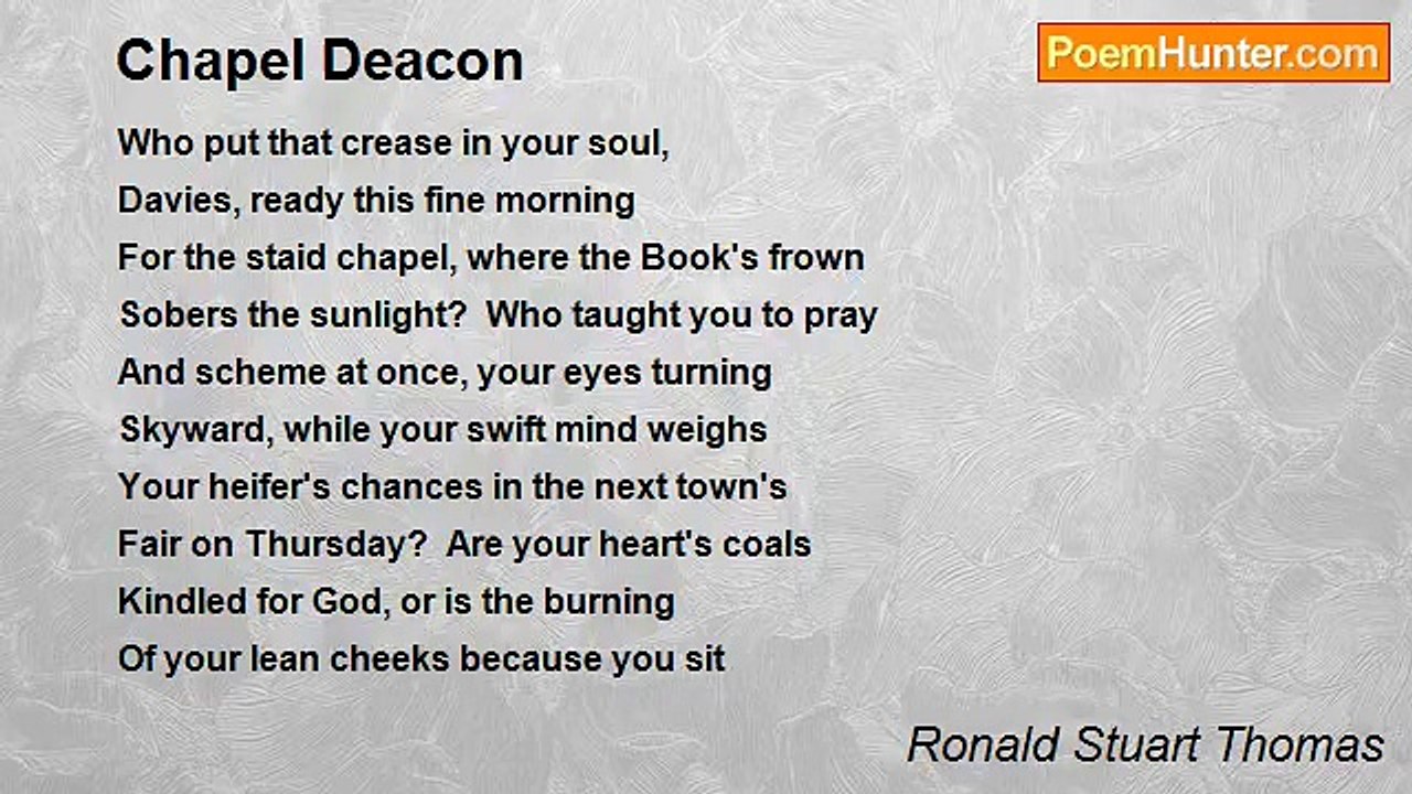 Ronald Stuart Thomas - Chapel Deacon