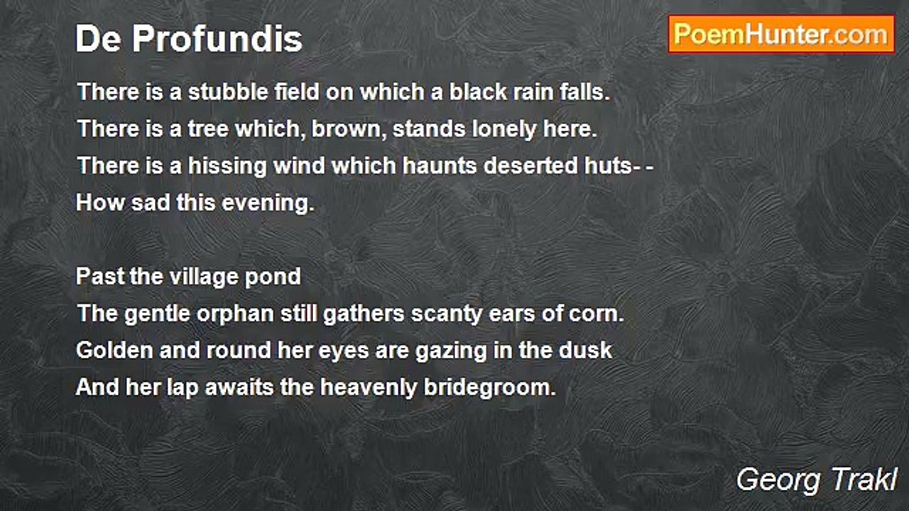 Georg Trakl - De Profundis