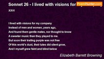 Elizabeth Barrett Browning - Sonnet 26 - I lived with visions for my company