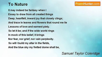 Samuel Taylor Coleridge - To Nature