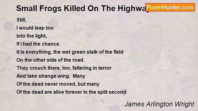 James Arlington Wright - Small Frogs Killed On The Highway