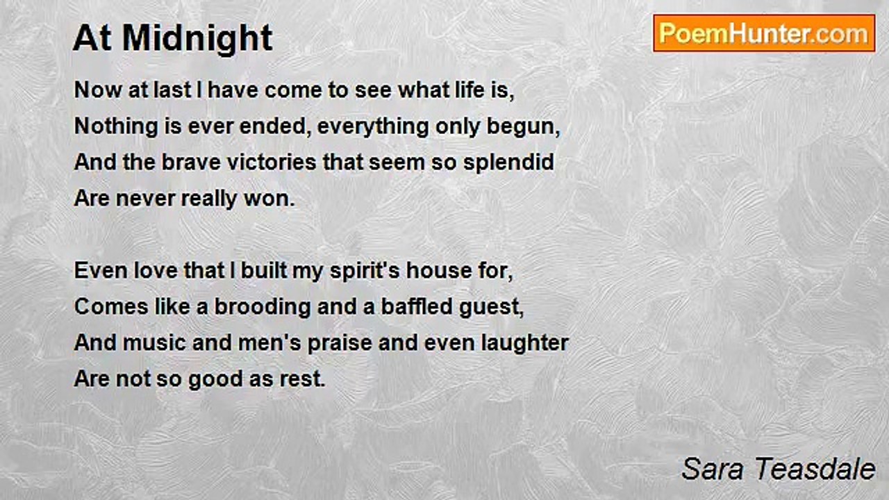 Sara Teasdale - At Midnight
