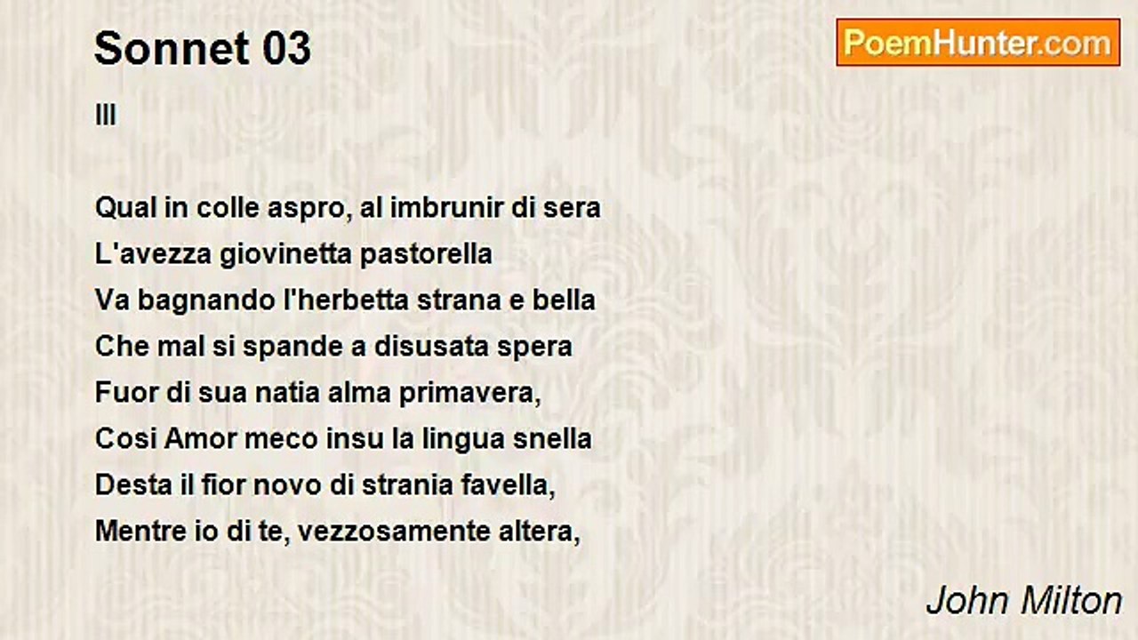John Milton - Sonnet 03