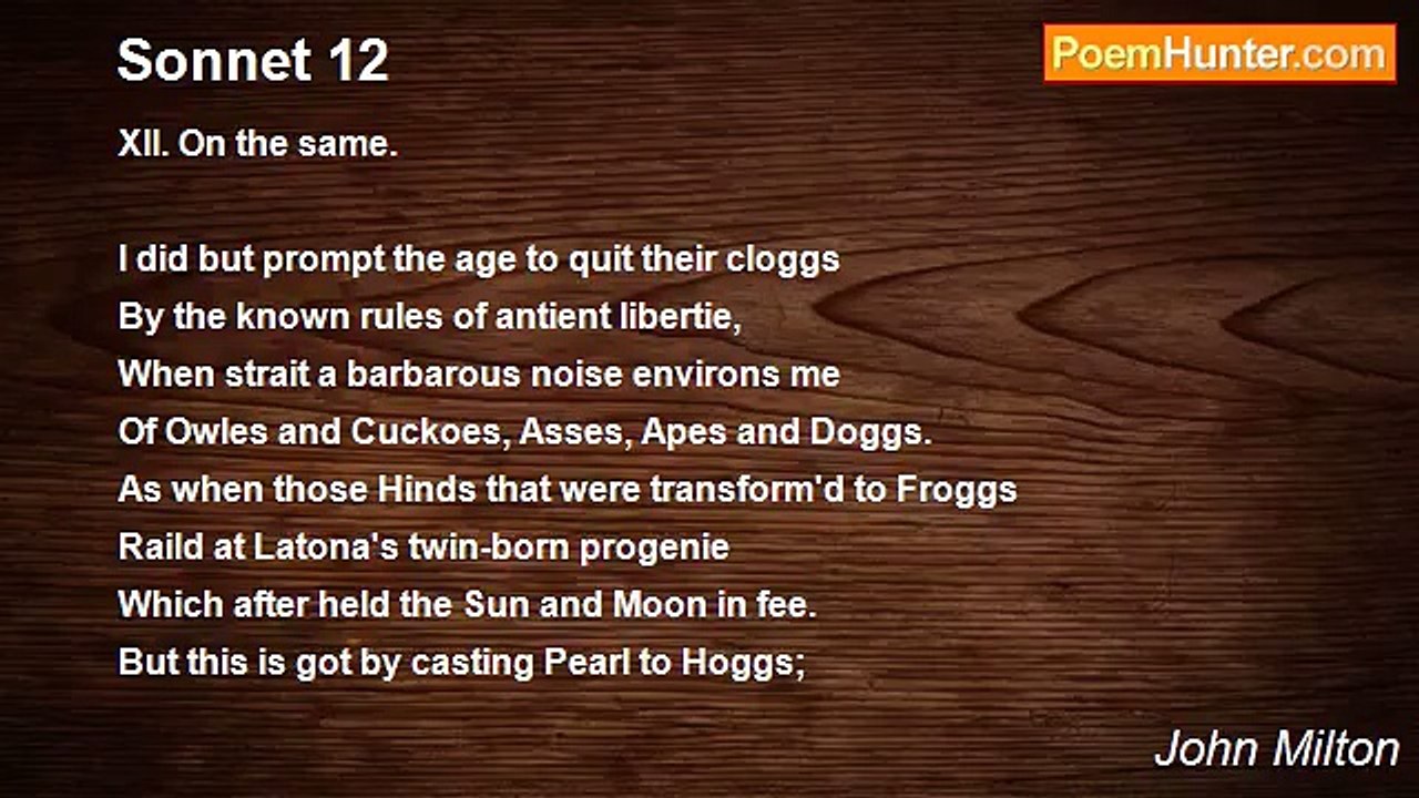John Milton - Sonnet 12