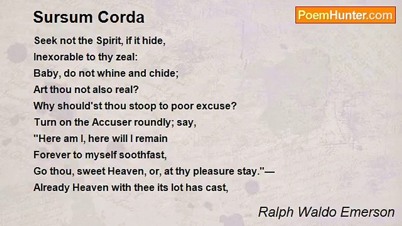 Ralph Waldo Emerson - Sursum Corda
