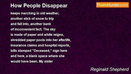 Reginald Shepherd - How People Disappear