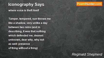 Reginald Shepherd - Iconography Says