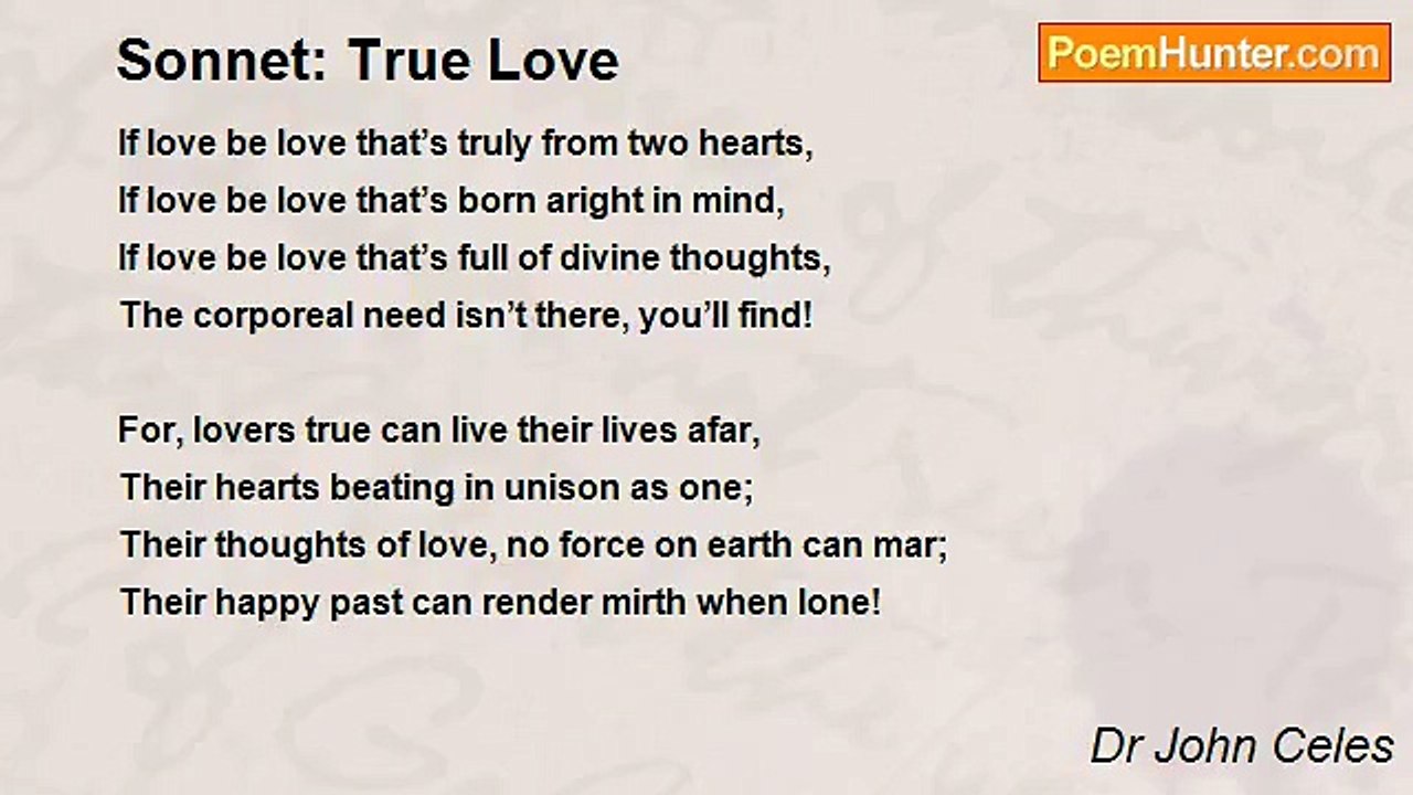 Dr John Celes - Sonnet: True Love