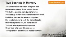 Edna St. Vincent Millay - Two Sonnets In Memory
