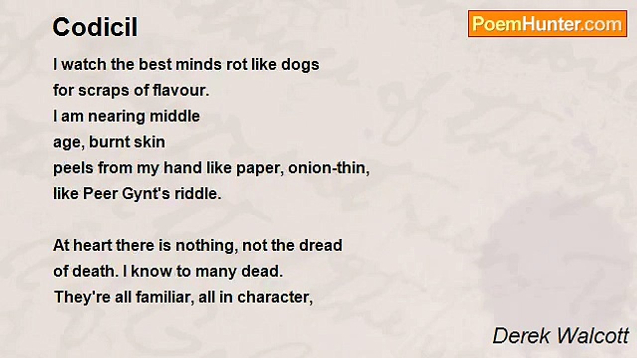 Derek Walcott - Codicil