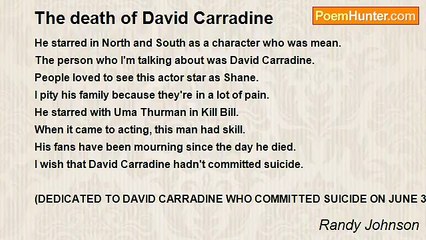 Randy Johnson - The death of David Carradine