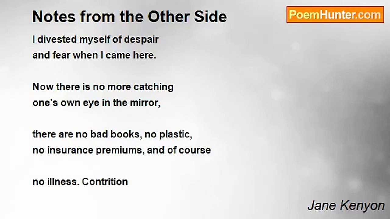 Jane Kenyon - Notes from the Other Side