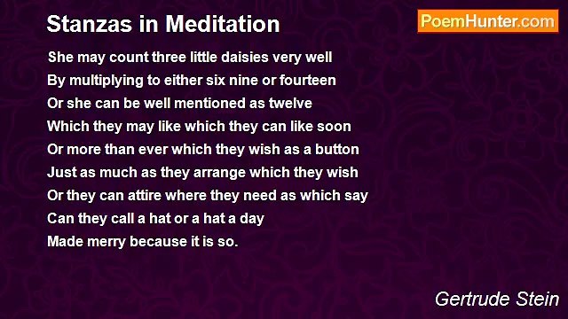 Gertrude Stein - Stanzas in Meditation