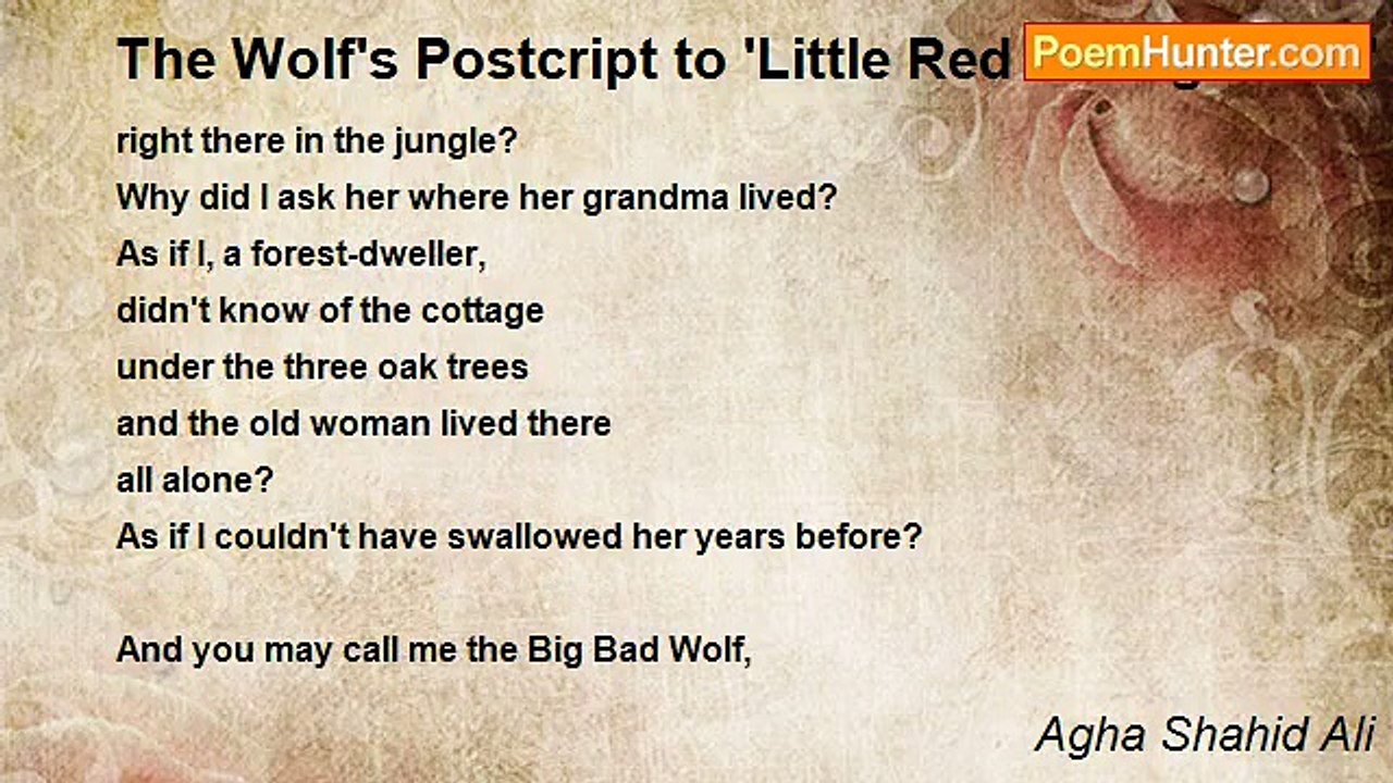 Agha Shahid Ali - The Wolf's Postcript to 'Little Red Riding Hood'