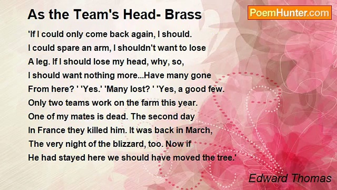 Edward Thomas - As the Team's Head- Brass