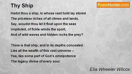 Ella Wheeler Wilcox - Thy Ship