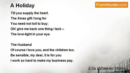 Ella Wheeler Wilcox - A Holiday