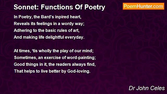 Dr John Celes - Sonnet: Functions Of Poetry