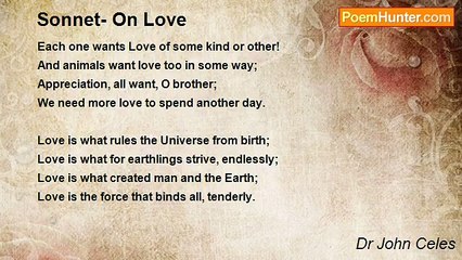 Dr John Celes - Sonnet- On Love