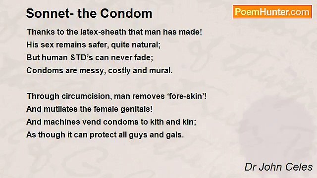 Dr John Celes - Sonnet- the Condom