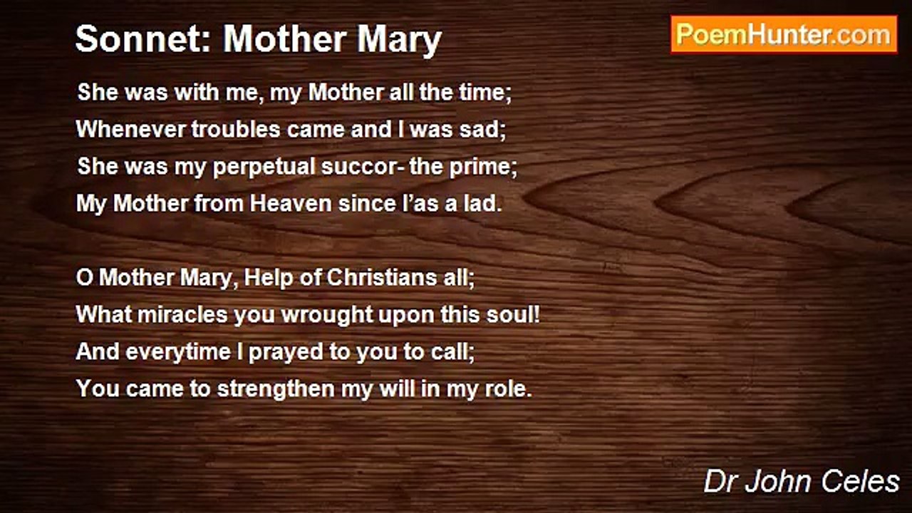Dr John Celes - Sonnet: Mother Mary