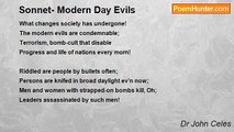 Dr John Celes - Sonnet- Modern Day Evils