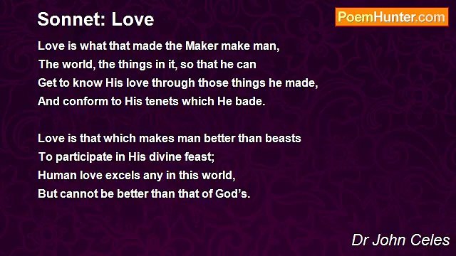 Dr John Celes - Sonnet: Love