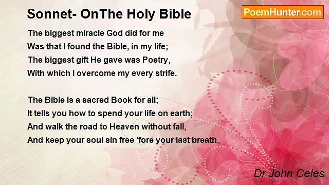 Dr John Celes - Sonnet- OnThe Holy Bible