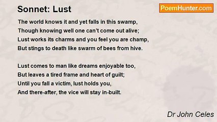 Dr John Celes - Sonnet: Lust