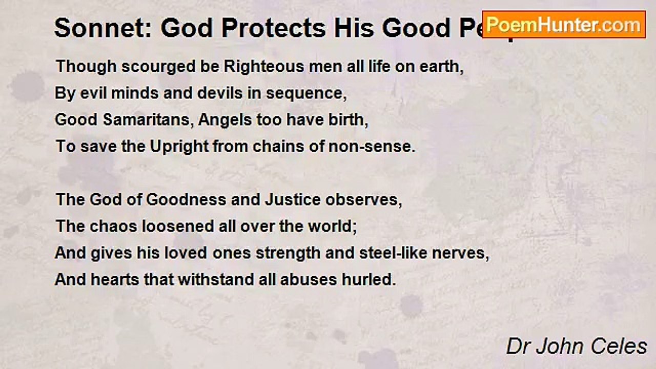 Dr John Celes - Sonnet: God Protects His Good People