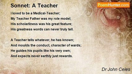 Dr John Celes - Sonnet: A Teacher