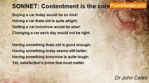 Dr John Celes - SONNET: Contentment is the core to Happiness