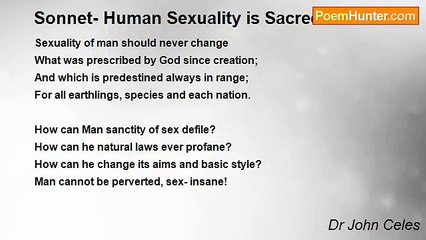 Dr John Celes - Sonnet- Human Sexuality is Sacred